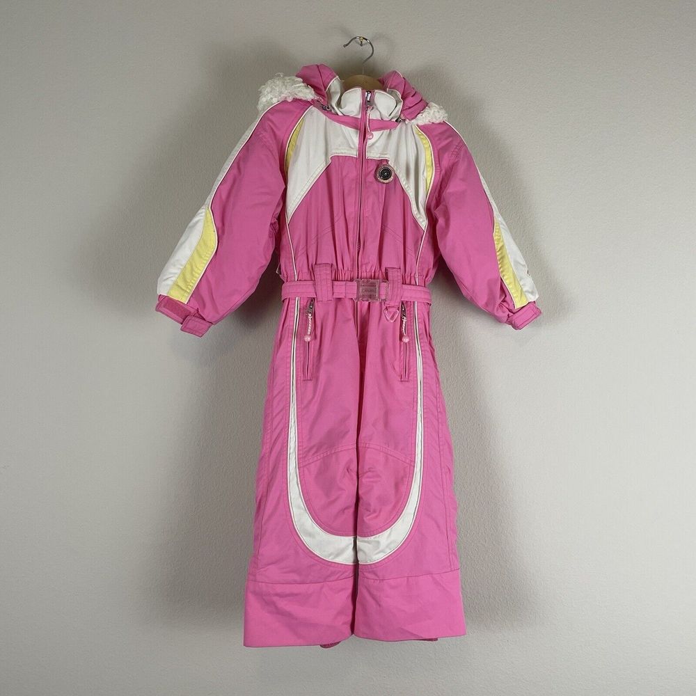 Obermeyer Snow Suit Girls Size 3 Pink Debutante 90's Ski Outdoors Bib Hooded